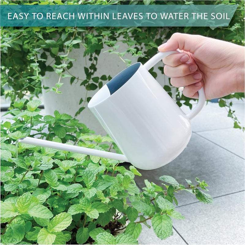 LOOPSEED Metal Watering Can for Indoor Houseplants Outdoor Garden Long Sprout Water Can for Succulents Herb Bonsai Modern Garden Tool 33.8oz/1000ml (Brilliant White) - Image 3